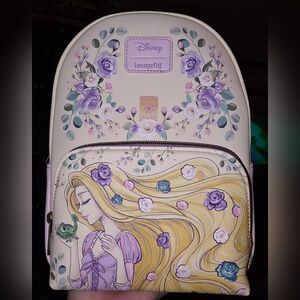 New! Loungefly Disney Tangled Rapunzel & Pascal Flowers Mini Backpack